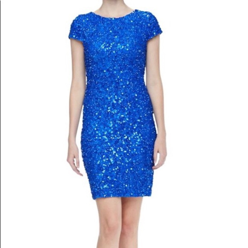Alice + Olivia Electric Blue Sequin Midi Dress